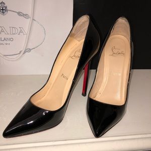 120 pigalle louboutins in black patent leather